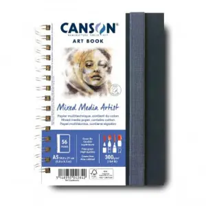 Premium Bloc Canson Art Book Mixed Media Artist, Tapa dura, 300 gr, 14,8x21, Gr. Fino, 56 h.