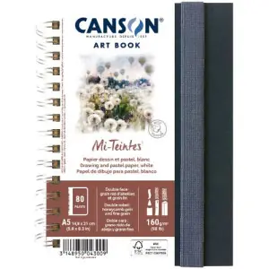Bloc Canson Art Book Mi-Teintes, Tapa dura, 160 gr, 14,8x21, Doble cara: Gra. nido de abeja - Gr. Fino, 80 h. Súper Precio