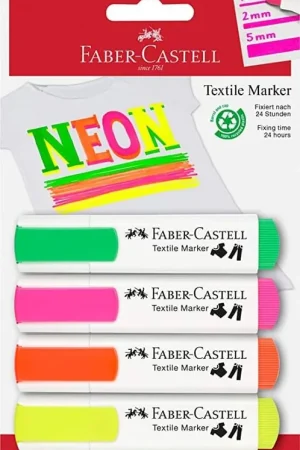 ROTULADOR TELA FABER-CASTELL SET 4 NEÓN Garantía Incluida