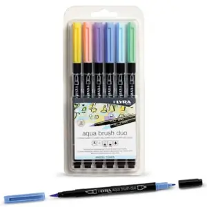Estuche 6 rotuladores Tonos Pastel, doble punta pincel. Aqua Brush Duo, Lyra Oferta Limitada
