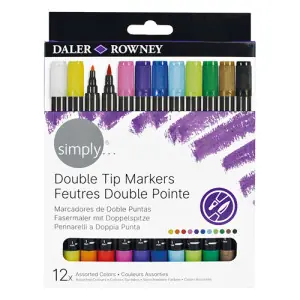 Set 12 Rotuladores Doble Punta, Simply, Daler Rowney Envío Inmediato