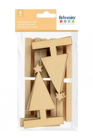 Premium MARCASITIOS DE MADERA ÁRBOL NAVIDAD, SET 6