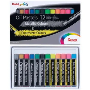 Artesanal Pasteles al óleo Pentel Set de 12 (colores fluorescentes)