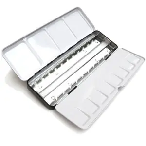 Artesanal Caja acuarelas vacía metal 24 1/2 godets WN