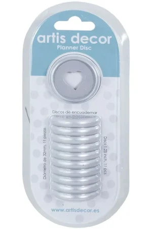 PLANNER DISC AD PLATA CORAZÓN 32 MM Mayoreo