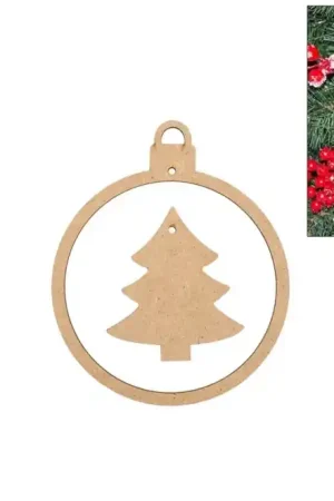 SILUETA MADERA BOLA NAVIDAD CON ARBOL 10x12x0,3 CM Lujoso