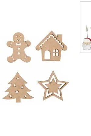 SILUETA MADERA APLICACIONES NAVIDAD, SET 6 Última Oportunidad