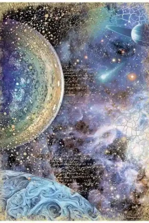 PAPEL ARROZ STAMPERIA A4 COSMOS INFINITY PLANETS Artesanal
