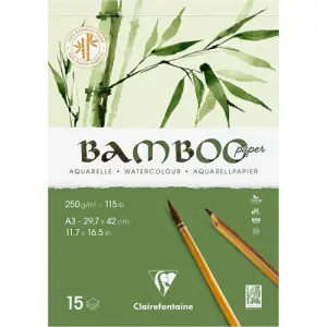 Bloc Bamboo Acuarela 29,7x42 cm (A3). 250 gr. 15 h. Clairefontaine Tendencia