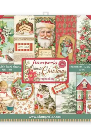 PAPEL SCRAP STAMPERIA KIT 30x30 CLASSIC CHRISTMAS 10 H Edición Limitada