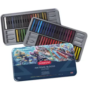 Caja metal tinta en barra Inktense Derwent 72 uds Premium