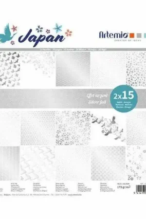 PAPEL SCRAP ARTEMIO KIT 30x30 JAPAN SILVER FOIL Entrega Rápida