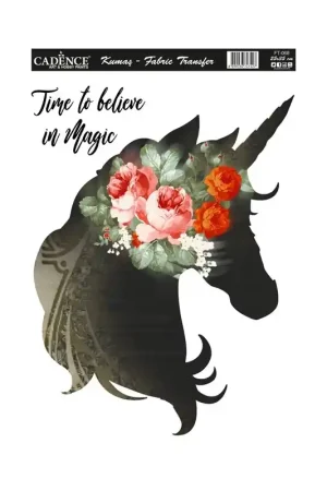 TRANSFER TELA CADENCE 25x35 UNICORNIO FLORES Precio Bajo