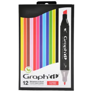 Barato Estuche 12 Rotuladores Doble Punta, colores clásicos, Graph'it