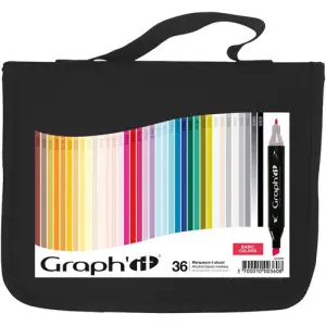 Máxima Calidad Estuche 36 Rotuladores Doble Punta, colores básicos, Graph'it