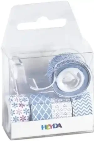 WASHI TAPE HEYDA CELESTE 12 MM x 3 M, SET 5 C/DISPENSADOR Ordena Ya
