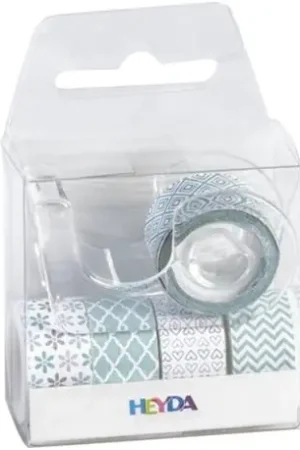 WASHI TAPE HEYDA MENTA 12 MM x 3 M, SET 5 C/DISPENSADOR Envío Inmediato