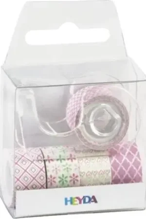 WASHI TAPE HEYDA ROSA 12 MM x 3 M, SET 5 C/DISPENSADOR Rebajas