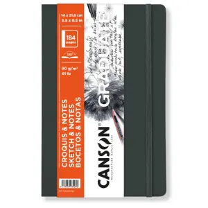 Bloc Canson Graduate Bocetos y Notas (Tapa Blanda Gris Oscuro), 92h., 90 gr., 14x21,6 cm Premium
