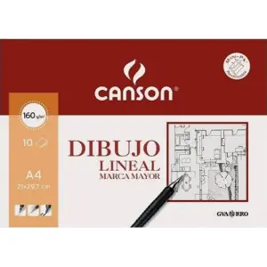 Artesanal Set 10 Papeles Dibujo Lineal 21x29,7 (A4) 160gr Canson