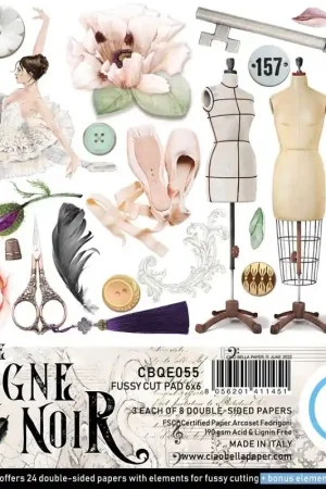 PAPEL SCRAP CIAO BELLA KIT 15x15 CIGNE NOIR FUSSY CUT Premium