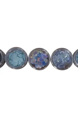 SET 5 CAJAS DE LENTEJUELAS Y CUENTAS AZUL Marca Reconocida