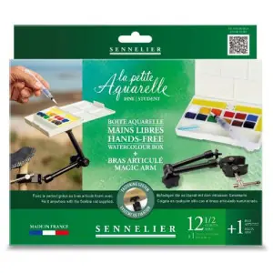 Mejor Precio Caja acuarelas Manos Libres, La Petite Aquarelle, Sennelier, 12 1/2 godets + Brazo Mágico **