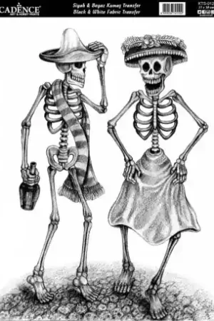 Garantía De Devolución De Dinero TRANSFER TELA CADENCE 21x30 W&B ESQUELETOS VINTAGE