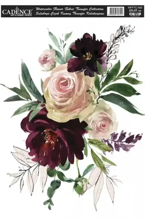 Nueva Colección TRANSFER TELA CADENCE 25x35 WATERCOLOR FLOWER