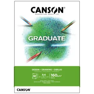 Bloc Canson Graduate Dibujo, 30 h, 160 g, 21x29,7 cm (A4) Garantía Incluida