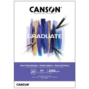 Bloc Canson Graduate Mix Media, 20 h, 200 g, 21x29,7 cm (A4) Solo Hoy