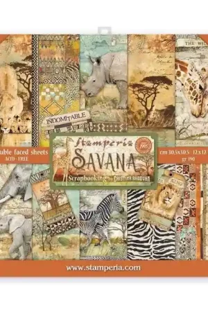 Hecho A Mano PAPEL SCRAP STAMPERIA KIT 30x30 SAVANA 10 H