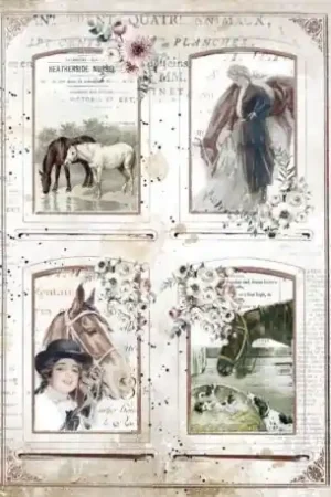 PAPEL ARROZ STAMPERIA A4 ROMANTIC HORSES 4 FRAMES Últimas Unidades