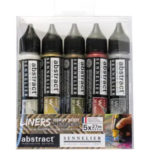 Set Liners Heavy Body Abstract, 5 colores metalizados, 27 ml Sennelier ** Artesanal