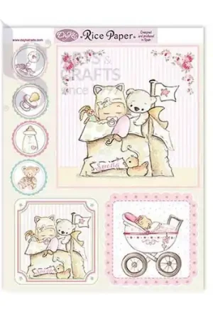 Ocasión Especial PAPEL ARROZ DAYKA BEBÉ OSITO 22x29 CM