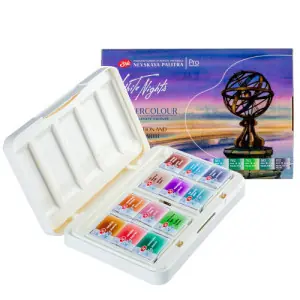 Set acuarela 12 godets "Granulation and Earth", estuche de plástico, White Nights Más Vendido