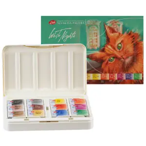 Set acuarela 12 godets Animalistics, White Nights Lujoso