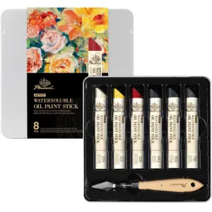 Económico Caja metálica 6 barras de pintura al óleo solubles en agua + espátula