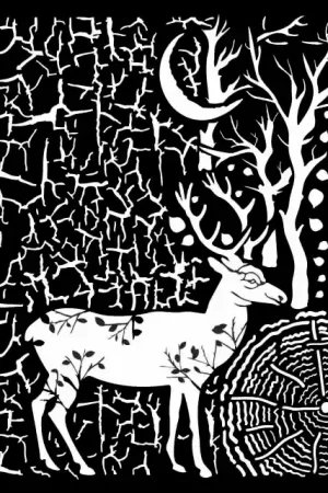 STENCIL STAMPERIA 20x25 COSMOS DEER AND BARK Garantía Incluida