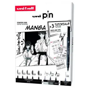 Kit de iniciación al Manga, 8 rotuladores Uni Pin + portaminas y tutoriales, Uni-Ball Novedad