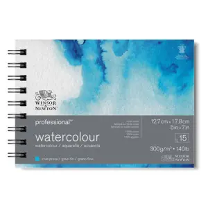 Marca Reconocida Bloc acuarela con anillas, 15 h, grano fino, 300 g, 12,7 x 17,8 cm, Winsor&Newton