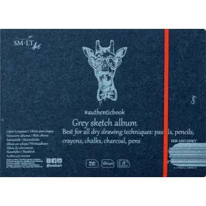Favorito De Clientes Bloc esbozo gris con gomas, 18 hojas, 180 g, 24,5x17,6 cm, SM-LT