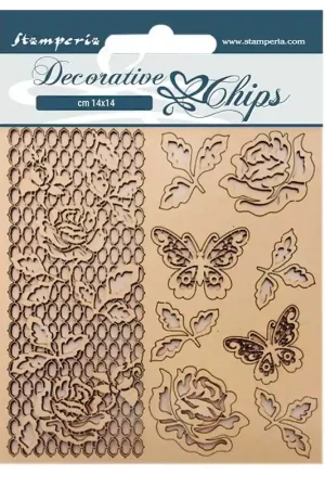 DECORATIVE CHIPS STAMPERIA 14x14 ROSE AND BUTTERFLY Envío Inmediato