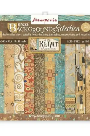 PAPEL SCRAP STAMPERIA KIT 30x30 KLIMT BACKGROUND SEL. 10 H Tendencia