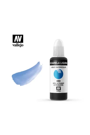 ACUARELA LÍQUIDA VALLEJO 32ML AZUL ULTRAMARINO 480 Hecho A Mano