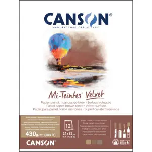 Oferta Especial Bloc Canson Mi-Teintes Velvet, tonos marrones, 12h 430g 24x32cm, encolado