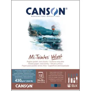 Oferta Limitada Bloc Canson Mi-Teintes Velvet, tonos fríos, 12h 430g 24x32cm, encolado