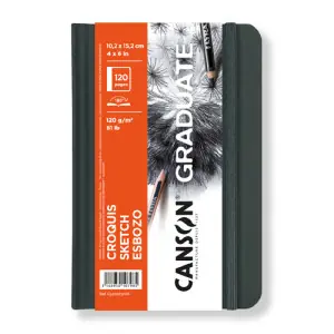 Bloc Canson Graduate Croquis Esbozo (Tapa Dura Gris Oscuro), 60h., 120 gr., 10,2x15,2 cm Nuevo Modelo