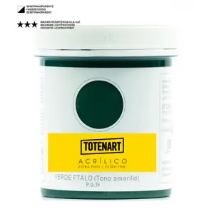 Nueva Colección Pintura acrílica Verde Ftalo Tono Amarillo 250 ml. totenart