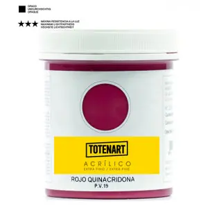 Más Vendido Pintura acrílica Rojo Quinacridona 250 ml. totenart